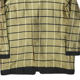 ALEXANDRA Womens Beige & Black Checked Silk Jacket L Woven Round Neck Long