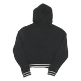 FILA Womens Black Hoodie S Cotton Pullover Stripe Ribbed Cuffs Cropped