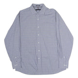TOMMY HILFIGER Mens Blue & White Checked Shirt L Classic Cotton Long Sleeve