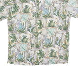 COOKE STREET Mens White Green Hawaiian Shirt L Cotton Tropical Print Relaxed Fit