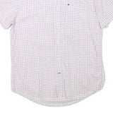 TOMMY HILFIGER Mens White & Pink Checked Shirt M Short Sleeve Button Down Cotton