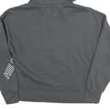 TOMMY HILFIGER Womens Grey Zip Half Hoodie M Logo Sleeve Print