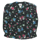 LESLIE FAY Womens Black Floral Printed Long Sleeve Round Neck Top S Elegant
