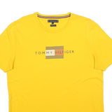 TOMMY HILFIGER Mens Yellow Graphic T-Shirt XL Short Sleeve Crew Neck Cotton