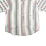 TOMMY HILFIGER Mens White & Red Striped Shirt 2XL Cotton Button Front Casual