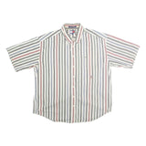 TOMMY HILFIGER Mens White & Red Striped Shirt 2XL Cotton Button Front Casual