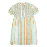 Womens Green & Orange Floral Striped Day Polyester Short Sleeve Midi 2XL Dress