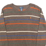 POLO RALPH LAUREN Boys Brown Stripe Pattern Cotton Jumper Crew Neck Basic Knit