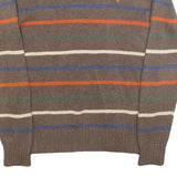 POLO RALPH LAUREN Boys Brown Stripe Pattern Cotton Jumper Crew Neck Basic Knit