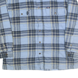 DICKIES Mens Blue White Check Button Jacket XL Cotton Blend Classic Workwear