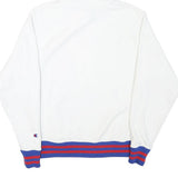 CHAMPION Mens White Blue & Red Hoodie M Cotton Blend Pullover Hooded Sweatshirt