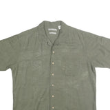 BATICK BAY Mens Green Casual Cotton Shirt L Embossed Floral Short Sleeve