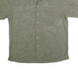 BATICK BAY Mens Green Casual Cotton Shirt L Embossed Floral Short Sleeve