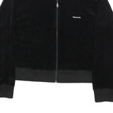 REEBOK Womens Black Jacket UK 16 Cotton Blend Zip Plain Casual Sportswear