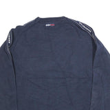 TOMMY JEANS Mens Navy Blue Patterned Crew Neck Basic Knit XL Logo Tape Jumper