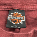 Harley Davidson Graphic T-Shirt - XL Burgundy Cotton
