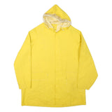 Mens Yellow Button Jacket L Polyester Plain Casual Hooded Raincoat Bright