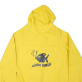 Mens Yellow Button Jacket L Polyester Plain Casual Hooded Raincoat Bright