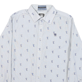 G-STAR Mens Blue Shirt M Cotton Blend Printed Casual Long Sleeve Button