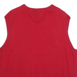 CHAPS Mens Red Jumper V-Neck Basic Knit XL Cotton Sleeveless Classic Style