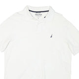 NAUTICA Mens White Polo Shirt L Slim Fit Cotton Blend Classic Summer Wear