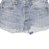 LEVI'S Womens Denim Blue Cotton Casual Shorts L W33 Frayed Hem 501 Vintage Fit