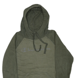 CHAMPION Mens Green Cotton Blend Pullover Hoodie M Logo Sweatshirt