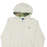 POLO RALPH LAUREN Womens Cream Hoodie M Cotton Blend Zip Hooded Sweatshirt