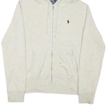 POLO RALPH LAUREN Womens Cream Hoodie M Cotton Blend Zip Hooded Sweatshirt