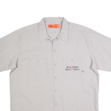 DICKIES Mens Grey & White Work Shirt XL Cotton Blend Button Pocket