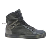 HOGAN High Top Womens Leather Boots Black & Grey UK 5 Stylish Lace-Up