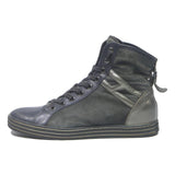 HOGAN High Top Womens Leather Boots Black & Grey UK 5 Stylish Lace-Up