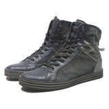 HOGAN High Top Womens Leather Boots Black & Grey UK 5 Stylish Lace-Up