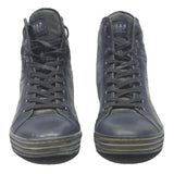 HOGAN High Top Womens Leather Boots Black & Grey UK 5 Stylish Lace-Up