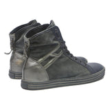 HOGAN High Top Womens Leather Boots Black & Grey UK 5 Stylish Lace-Up