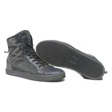 HOGAN High Top Womens Leather Boots Black & Grey UK 5 Stylish Lace-Up
