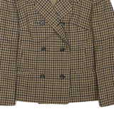 ERLE FZ Womens Brown & Black Double Breasted Jacket S Wool Houndstooth Button