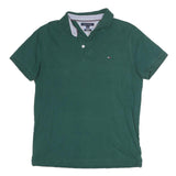 TOMMY HILFIGER Mens Green Polo Shirt L Cotton Short Sleeve Small Logo