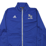 ADIDAS Mens Blue Basketball Jacket M Polyester Blend Zip Plain Sportswear