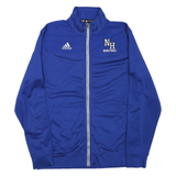 ADIDAS Mens Blue Basketball Jacket M Polyester Blend Zip Plain Sportswear