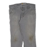 CARHARTT Mens Cotton Blend Grey Regular Straight Trousers W36 L30 Workwear Zip