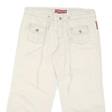 HOTKISS Womens Shorts Cream Casual Cargo L W36 Button Cotton Blend Wide Leg