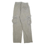 Womens Relaxed Cargo Cotton Blend Grey Trousers W26 L28 Casual Utility Zip
