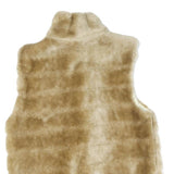 Womens Beige Faux Fur Button Jacket M Polyester Blend Plain Soft Stylish Warm