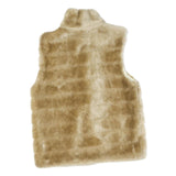 Womens Beige Faux Fur Button Jacket M Polyester Blend Plain Soft Stylish Warm