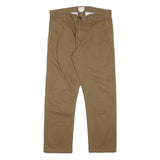 DOCKERS Mens Cotton Blend Slim Straight Beige Trousers W30 L26 Casual Smart