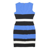 TOMMY HILFIGER Womens Blue & Black & White Striped Bodycon Polyester Dress S