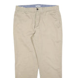 NAUTICA Mens Regular Fit Beige Cotton Blend Trousers W34 L30 Classic Zip