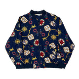 1980'S Alfred Dunner Graphic Shell Jacket - XL Navy Acrylic