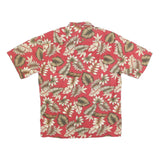 CAMPIA Mens Red & Beige Floral Hawaiian Shirt M Lightweight Cotton Short Sleeve